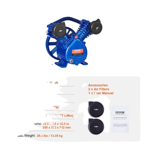 VEVOR Ilmakompressori, 3,0 HP, 5,5 HP, 116 PSI Maksimipaine, 185 PSI Maksimipaine,3hv