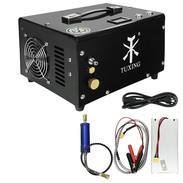 TUXING 300Bar PCP Ilmakompressori, 4500Psi Työpaine, Kannettava 12V Virtavaihtoehto,220V-12V, Manuaalinen sammutus