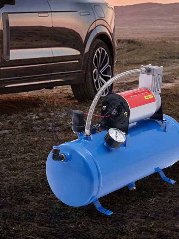 Lufthorn Kompressor, 100PSI Maks Tryk, 6L Tankkapacitet,L, Blå, 2 stk.