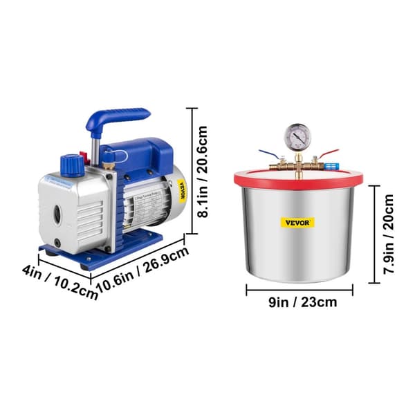 Imupumppu, 4 CFM, 1/3 HP, 2 Gallonan imukammio,4CFM 2 Gallon
