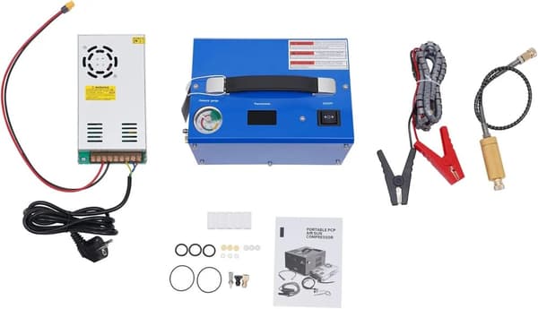 PCP Luftkompressor, 250W Effekt, 4500Psi Tryk, Bærbart Design,Blå