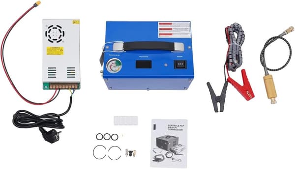 PCP Luftkompressor, 250W Effekt, 4500Psi Tryk, Bærbart Design,Blå