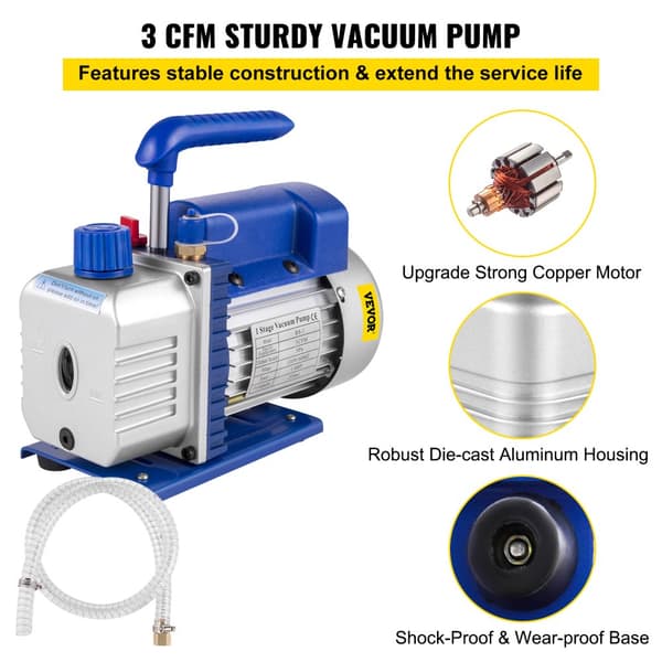 Vakuumafgasningskammerkit, 1,5 gallons kapacitet, 3 CFM pumpe, højstyrke rustfrit stål,3CFM 1.5Gallon, EU