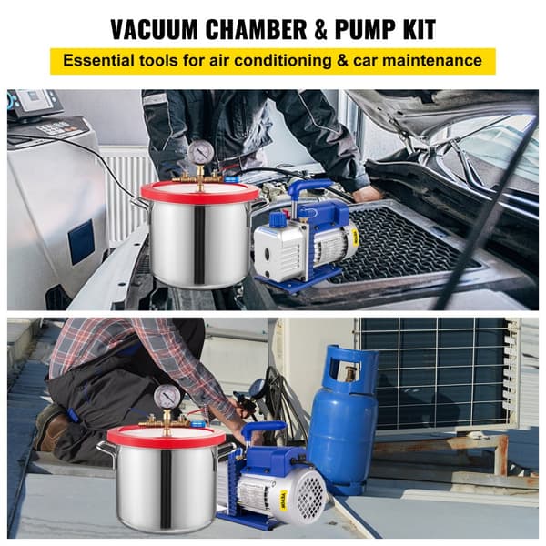 Vakuumafgasningskammerkit, 1,5 gallons kapacitet, 3 CFM pumpe, højstyrke rustfrit stål,3CFM 1.5Gallon, EU