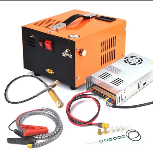 Bærbar PCP Luftkompressor, Arbejdstryk 4500Psi, Kapacitet 68L/min, Indbygget Køleventilator,Appelsin