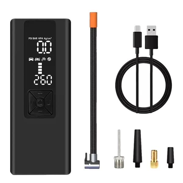 Kannettava autojen sähköinen täyttöpumppu, digitaalinen rengaspaineen mittari, USB-latausportti,6000mAh