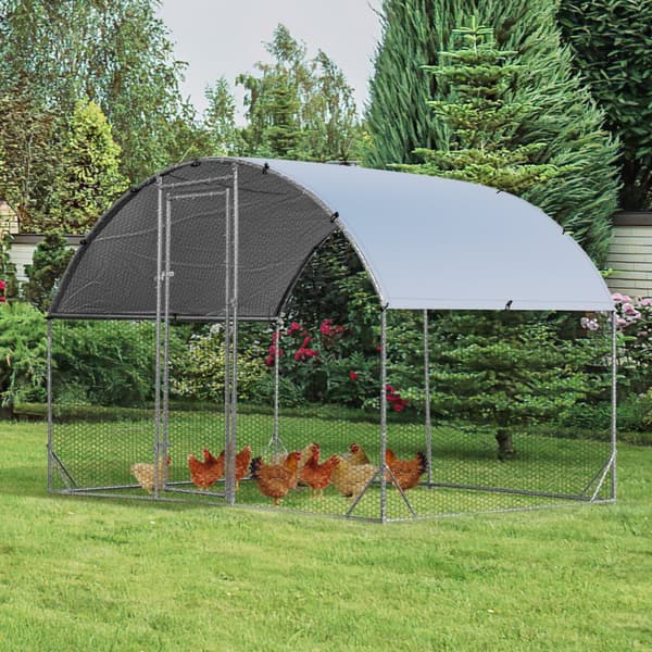 Metal hønsehus, 190x280x195 cm, Sølv