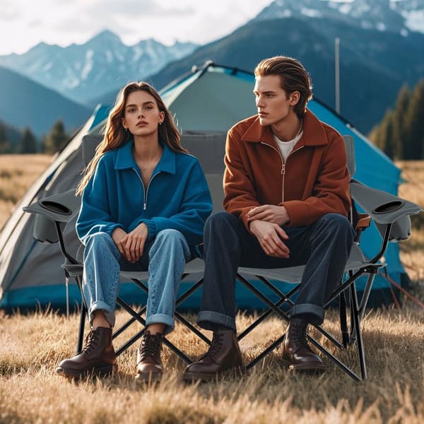 Campingstol, 135x66x96 cm, Grå