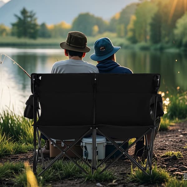 Campingstol, 135x66x96 cm, Svart