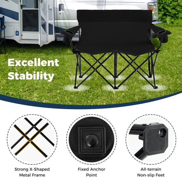 Campingstol, 135x66x96 cm, Svart