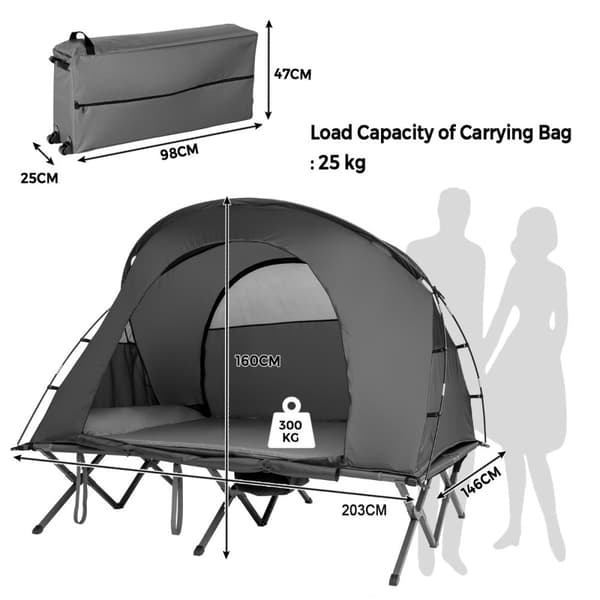 Campingbäddställe Tält, 194x146x160 cm, Grön