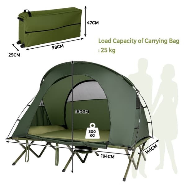 Camping Sängtält, 194x146x160 cm, Grön