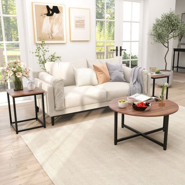 Kaffebord Set, 80x42 cm, 40x40x50 cm, Valnöt & Svart