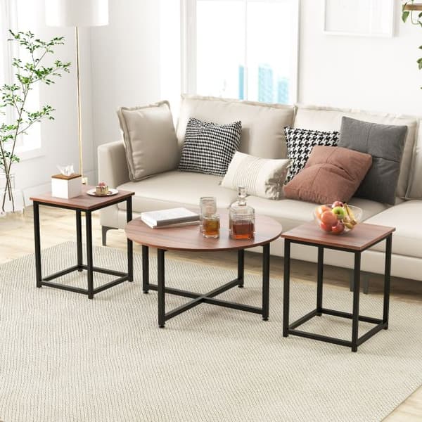 Kaffebord Set, 80x42 cm, 40x40x50 cm, Valnöt & Svart