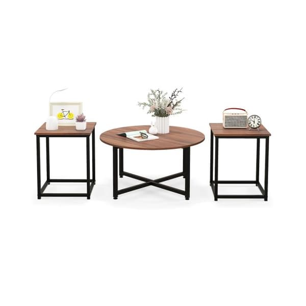 Kaffebord Set, 80x42 cm, 40x40x50 cm, Valnöt & Svart