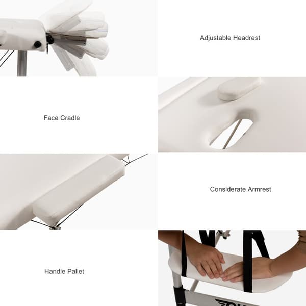 Portabel Massagebädd, 213x89x59-80 cm, Svart/Vit/Rosa