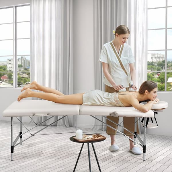 Portabel Massagebädd, 213x89x59-80 cm, Svart/Vit/Rosa