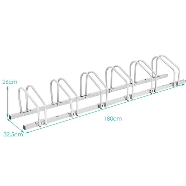 Cykelopbevaringsstativ, 180x32.5x26 cm, Sort/Sølv