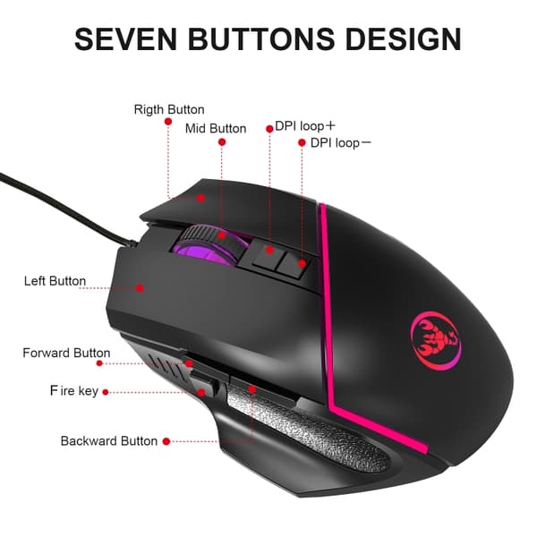 HXSJ  V100 + A876 Tastatur og mus for gaming