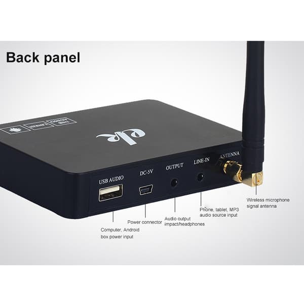 Karaokemaskine / karaokemixer med to trådløse mikrofoner og smart-tv-kompatibilitet