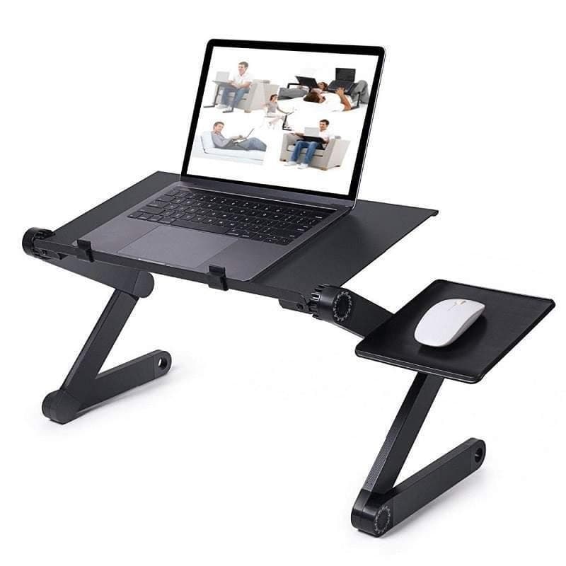 Vikbart Laptopbord med Musmatta - Svart