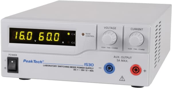 PeakTech laboratorie strømforsyning 1 kanal. ...16 VDC VDC 60 A, programmerbar (PeakTech 1530)