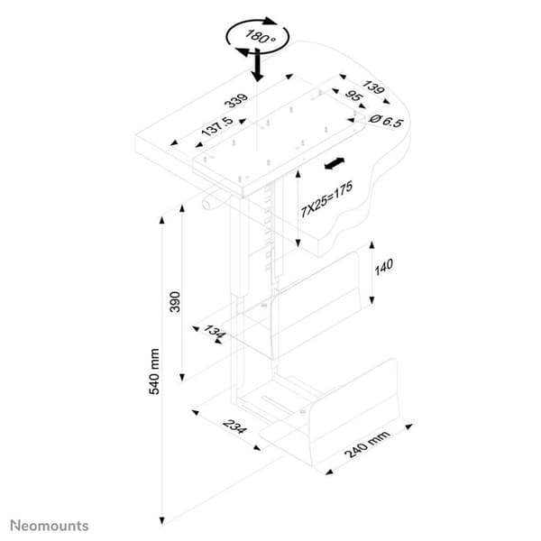 Neomounts fra Newstar CPU-D250 - monteringssæt (CPU-montering) (drejeligt design) - sort - under skrivebordet