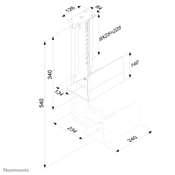 Neomounts by Newstar CPU-D200 - kiinnityssarja (CPU-kiinnitys) (kiinteä) - musta - pöydän alla