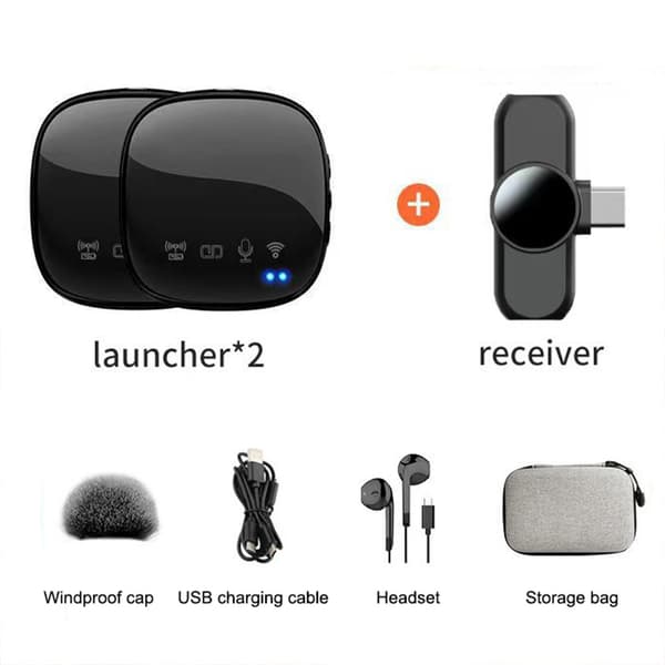 2 trådløse mikrofoner med modtager USB-C