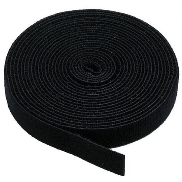 DELTACO Hook og Loop-velcro, 9 mm, sort, 10 m