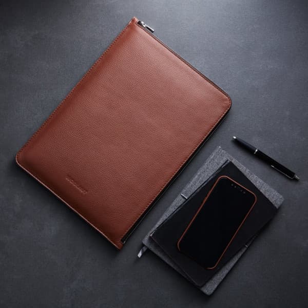 Woolnut Leather Folio -suojatasku 13/14" MacBook, konjakki