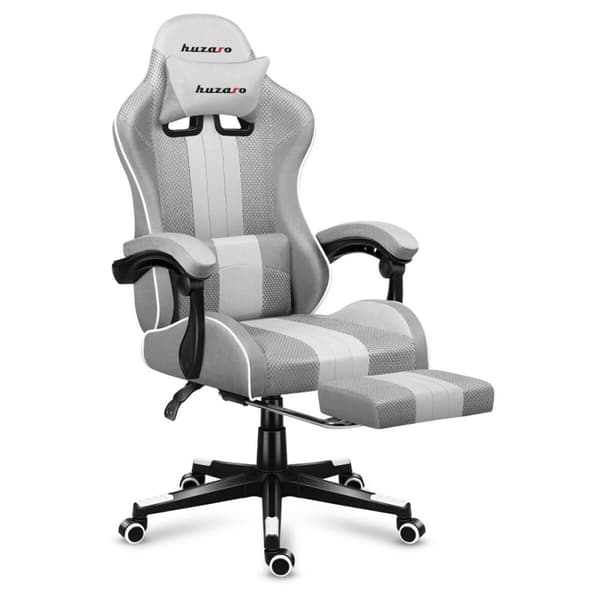 Huzaro HZ-Force 4.7 Hvid Grå Mesh Gaming Stol - Komfortabel og stilfuld stol til gaming i hvidt og gråt. Opgrader din spiloplevelse i dag!
