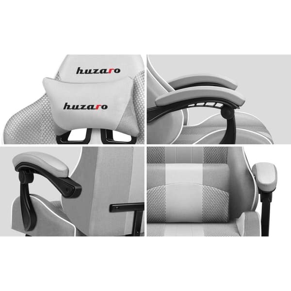 Huzaro HZ-Force 4.7 Hvid Grå Mesh Gaming Stol - Komfortabel og stilfuld stol til gaming i hvidt og gråt. Opgrader din spiloplevelse i dag!