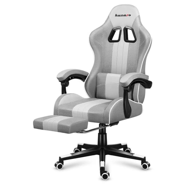 Huzaro HZ-Force 4.7 Hvid Grå Mesh Gaming Stol - Komfortabel og stilfuld stol til gaming i hvidt og gråt. Opgrader din spiloplevelse i dag!