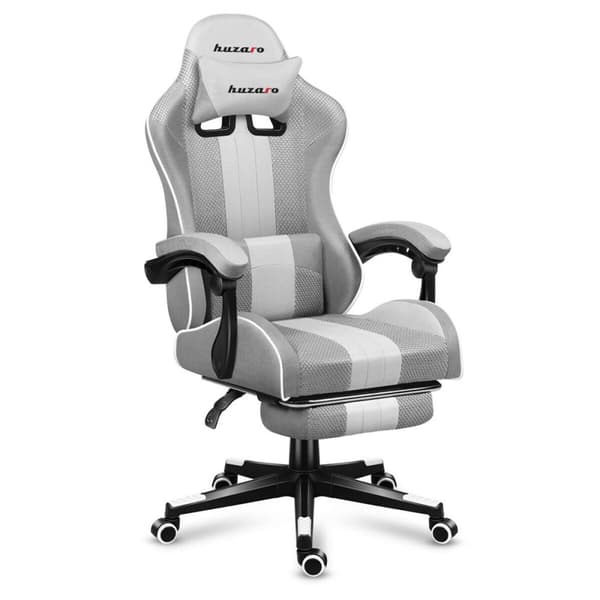 Huzaro HZ-Force 4.7 Hvid Grå Mesh Gaming Stol - Komfortabel og stilfuld stol til gaming i hvidt og gråt. Opgrader din spiloplevelse i dag!