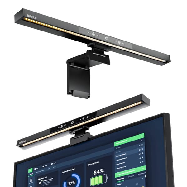 Skærmlysbjælke med fjernbetjening, USB-computerskærmlampe, justerbar farvetemperatur, trinløs dæmpning, skrivebordslampe uden blænding