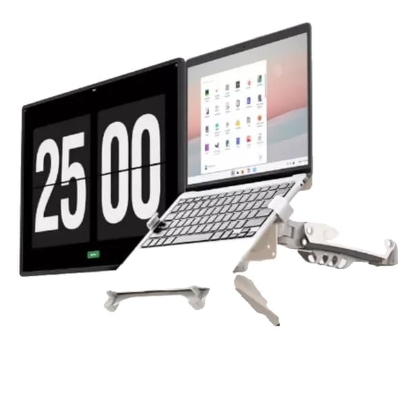 Bærbar computer holder, 360 graders rotation, gasdæmper støtte, HVID WHITE