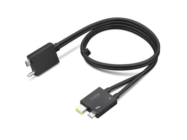 Lenovo | Thunderbolt kabel | 24 pin USB-C | Slank spids | Sort | 24 ben USB-C/strøm DC-stik | 0,7 m