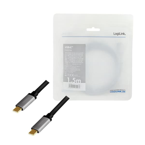 Logilink | USB-C-kabel | Man | 24-stifts USB-C | Man | Svart | 24-stifts USB-C | 1,5 m