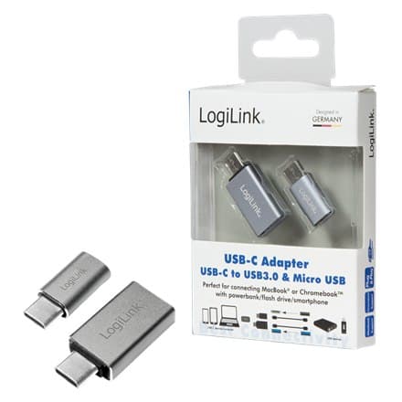 Logilink AU0040, USB-adapter, Type-C till USB 3.0 & Micro USB hona