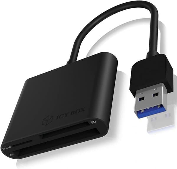 ICY BOX | IB-CR301-U3 USB 3.0 ulkoinen kortinlukija | USB 3.0 Type-A | 3 x kortinlukijapaikka: CF, SD, microSD