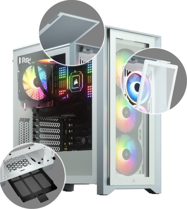Corsair | Mid-Tower ATX-fodral i härdat glas | iCUE 4000X RGB | Sidofönster | Mid-Tower | Vit | Strömförsörjning ingår Nej | ATX