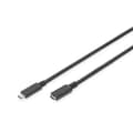 Miniatyrbillede 1 af 3: Digitus | USB-C forlængerkabel | Kvinde | 24 pin USB-C | Mand | Sort | 24 pin USB-C | 2 m