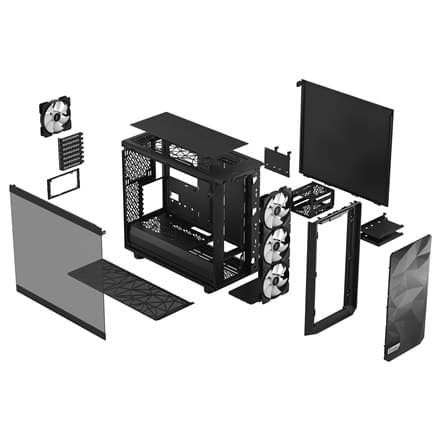Fraktal design | Meshify 2 Lite RGB TG Light Tint | Sidevindue | Sort | E-ATX | Strømforsyning inkluderet Nej | ATX