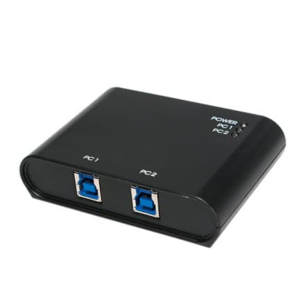 Perifer deling og hubs | USB perifer deling switch | Porte Antal 2 | Sort