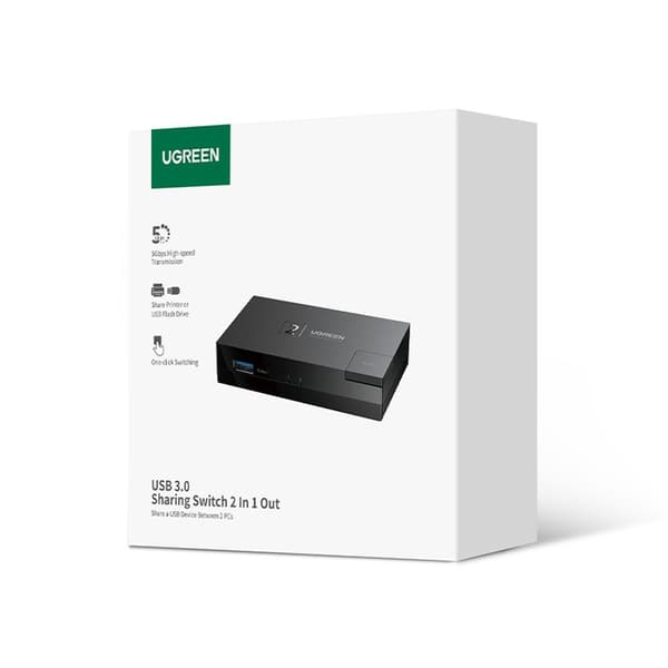 Switch USB 3.0 tovejs switch til to computere, sort