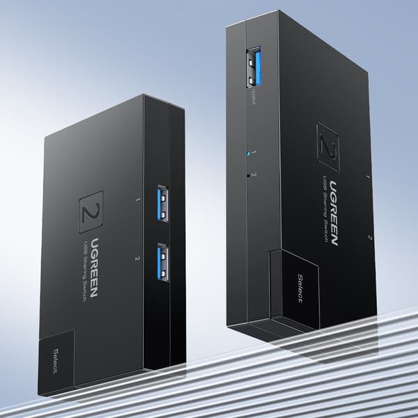 Switch USB 3.0 tovejs switch til to computere, sort