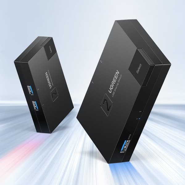Switch USB 3.0 tovejs switch til to computere, sort