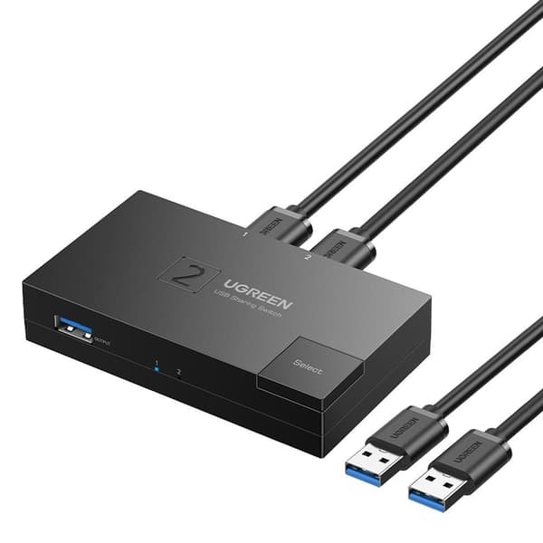 Switch USB 3.0 dubbelriktad switch för två datorer, svart
