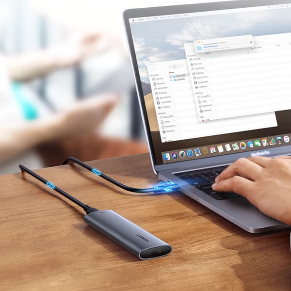Levypaikka M.2 B-Key SATA 3.0 -kiintolevykotelo harmaa + USB Type C -kaapeli